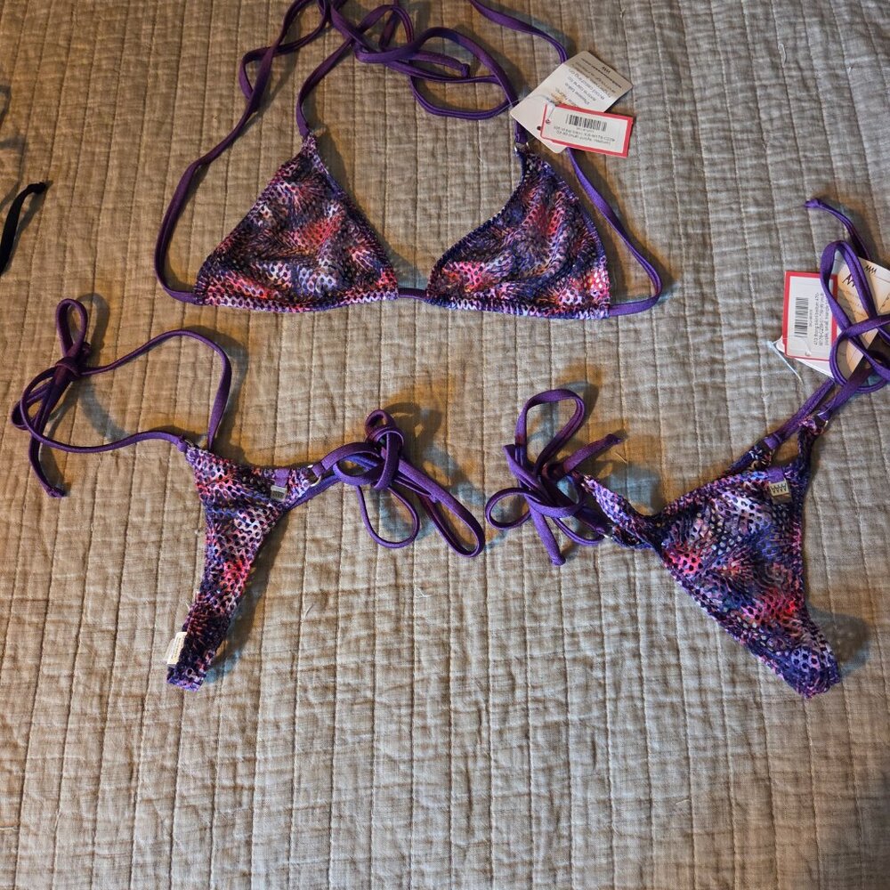 Wicked Weasel Sexy Purple Bikini Set 1 top, 2 bottoms